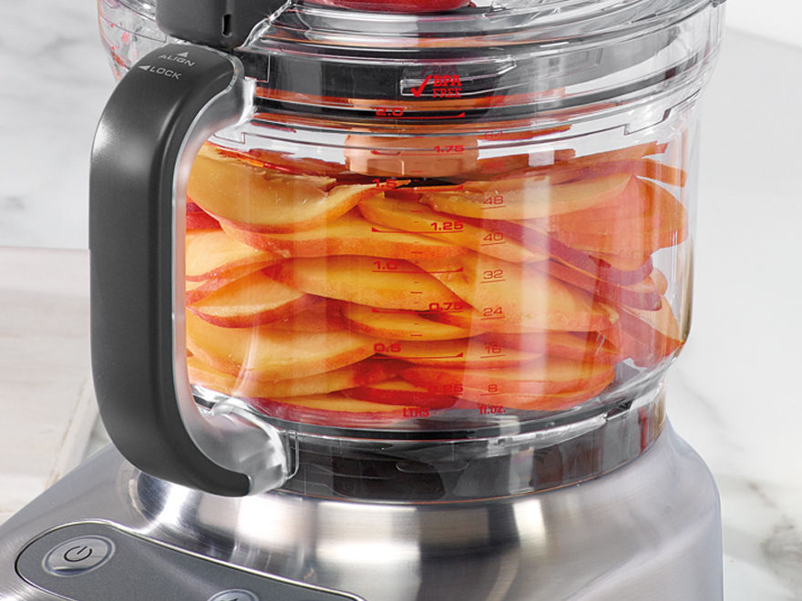 apple slices in the food processor bowl